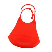 Bonarty Silicone Adults Bib - Reusable & Washable, Mealtime Clothing Protector, Waterproof - Red