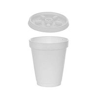 (100 Sets) 6 oz White Foam Cups with White Vented Lids, Disposable Foam Drink Cups, To Go Coffee Cups, Insulated Foam Cups for Hot/Cold Drinks by Tezzorio
