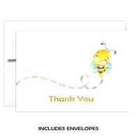 TINSELBOX Bumble Bee Thank you Cards | Blank Inside | Watercolor with Digital Gold Foil (12)