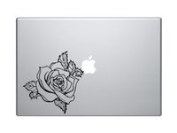 Thorny Rose Bloom Flower - Black Vinyl Decal for 15" Macbook