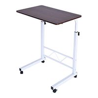 Overbed Table with Free Sliding Bottom Wheels, Hospital Bed Table,Mobile Computer Desk,Lifted and Lowered from 25.6" to 38.2", Great for Reading,Eating Breakfast,Laptop, Elderly Aid (Red)