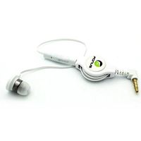 Retractable Headset Mono Hands-Free Earphone w Mic Single Earbud Headphone Earpiece in-Ear Wired [3.5mm] [White] for ZTE ZPad 8 - US Cellular iPhone 6 - US Cellular iPhone 6 Plus