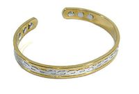 100% Copper 18K Gold Plated Design 6 Magnetic Energy Cuff Style Bracelet Adjustable (18K Gold-Silver Plate Woven Pattern)