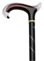 Walking Cane Burgundy Tease Derby plexi Handle. This Wood Cane Walking aid has a Shiny Hardwood 36" Shaft with Burgundy Stripe Tease. 250 lb Cap