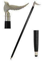 WhopperIndia Handmade Wooden Walking Cane/Rule with Sitting Bird Classic Design, Walking Cane with Comfort Grip Handle, Walking Stick Black 37 Inch