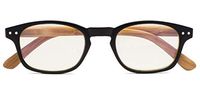 Bamboo-Look Arms Blue Light Filter UV Protection Computer Reading Glasses Women(Black) +1.0