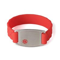 BAIYI Silicone Medical Alert ID Bracelets Red for Women 7.5 inch (Free Engraving)
