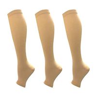 Compression Socks, Open-Toe 20-30mmHg Graduated Compression Stockings for Men Women（3 Pairs) - Best for Athletic, Running, Flight, Travel, Nurses,Edema (Nude - 3 Pairs, S/M)