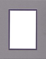 20x24 Double Acid Free White Core Picture Mats Cut for 16x20 Pictures in Ocean Grey and Purple