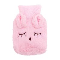 Oldlover✚Classic Rubber Hot Water Bottle & Luxurious Cozy Plush Rabbit Cover Set Cute Cover for Cramps and Pain Relief Pink