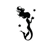 Mermaid holding shell and starfish Vinyl Decal Sticker (BLACK)