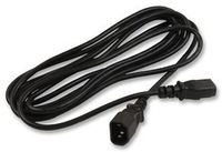 Mains Power Cord, IEC 60320 C13, IEC 60320 C14, 12 ft, 3.7 m, Black