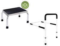Vaunn Medical Bedroom Safety Bundle - Foot Step Stool and Bed Rail Grab Bar Handle