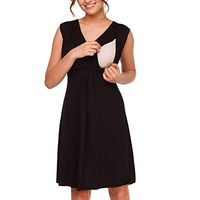 HimTak Women Maternity Sleeveless Comfy Layered Nursing Dress for Breastfeeding(Black,Bust: 98cm/38.58'')