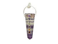Jet Energized Purple Flourite Flat Chakra Pendant with Ring Students Healing Chakra Balancing Free Booklet Crystal Therapy Image is just a Reference.