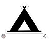 Camping Tent Sign - 5" Vinyl Sticker - For Car Laptop I-Pad - Waterproof Decal