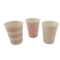 YouMeBest Paper Cups,Pink,Polka Dot,Chevron,Striped 9oz, 72Count