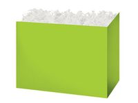 Large Solid Color Gift Basket Box with White Crinkle Paper Shred 10-1/4"x6"x7-1/2" Choose Box Color (Lime Green)