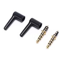 Gimax 2pcs/lot 90 Degrees 3.5mm stereo headset plug jack 3 4 pole 3.5 Gold Plated Black Audio Plugs Jack Adaptor Connector NEW - (Color: 4 Pole)