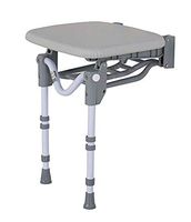 Homecraft Tooting Shower Seat, Ergonomic Shower Chair Folds When Not in Use, Non-Slip Feet, Adjustable Height Comfort Stool for Prolonged Seating for Bathrooms, Slatted or Padded Seat, Wall Mounted