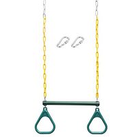 Erwazi Heavy Duty Trapeze Swing Bar, Trapeze Swing Bar Rings 18" Trapeze Swing Bar Rings 48" Heavy Duty Chain Swing Set Accessories & Locking Carabiners (Green)