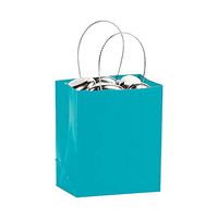 Fun Express - Mini Turquoise Gift Bag (2dz) for Party - Party Supplies - Bags - Paper Gift W & Handles - Party - 24 Pieces