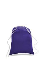 Pack of 2 - Eco-Friendly Reusable Drawstring Bag Economical 6 oz. Cotton Canvas Drawstring Bag Cinch bags size 14"W x 18"H in Purple color - CarryGreen Bag