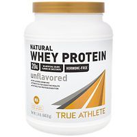True Athlete Natural Whey Protein Unflavored, 20g of Protein per Serving Probiotics for Digestive Health, Enzymes for Protein Digestion NSF Certified for Sport (1.4 Pound Powder)