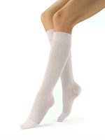 JOBST soSoft, Knee High Compression Socks, Brocade, 20-30 mmHg, White, SM