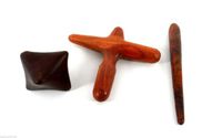 Set 3 Pcs. Reflexology Traditional Thai Massage Wooden Stick Tool Hand Head Foot Face Body Massage Tool Massager Red Wood #19
