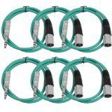 Seismic Audio SATRXL-M3Green6 3-Feet XLR Male to 1/4-Inch TRS Patch Cables - Green
