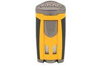 Xikar HP3 Inline Triple Flame Cigar Lighter, Attractive Gift Box, EZ-View Red Fuel Window, Honeycomb Texture, Lifetime Warranty, Burnt Yellow