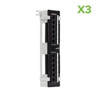 NavePoint 12-Port Cat6 UTP Unsheilded Mini Patch Panel with Wallmount Bracket Included Black 3-Pack