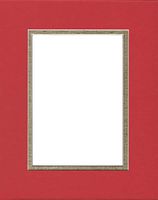 Pack of (2) 20x24 Double Acid Free White Core Picture Mats Cut for 16x20 Pictures in Real Red and Gold