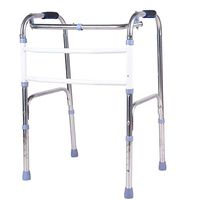 Jonigo Elderly Walker Stainless Steel Lightweight Folding Walker Four-Foot Walker Crutches Older Foldable Aluminum Walker (Color : Stainless Steel Bracket)
