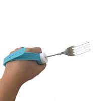 Effortsmy Utensils Fork with Hand Strap for Hand Tremor Patient, Rotatable Stainless Steel Self-Help Grips Fork for Elderly