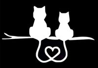 Kitty Cats in Love - Vinyl - 3" wide (Color: WHITE) decal laptop tablet skateboard car windows stickers