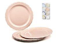 " OCCASIONS" 40 Plates Pack, Disposable Vintage Wedding Party Plastic Plates (7.5'' Appetizer/Dessert Plate, Verona in Blush)