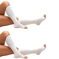 Truform 0808 Anti-Embolism Stockings, Knee Length, Open Toe, 18 mmHg, White, 2X-Large (Pack of 2)