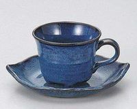 World Ceramic Japanese Mino-yaki Ceramic Coffee Cup & Leaf Shape Saucer Set 609-156