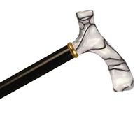 Wood Cane with Black Pearl Swirl Acrylic Fritz Handle and Collar (Black Stain)