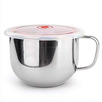 Bowl Mixing Bowl For Baking | Round Stainless Steel Bowl With Airtight Lids & Handle | Stackable | Heatable | Storage | Bowl Household tableware, retro bowl