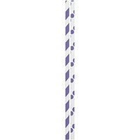 JAM PAPER Color Paper Straws - 7 3/4 x 1/4 - Purple Stripes & Dots - 24/Pack