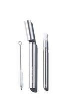 Sux Straws Stainless Steel Telescopic Straws – Reusable Drinking Straw – Set of 1 Includes 1 Metal Straw, 1 Silicone Tip, 1 Stainless Steel Case, and 1 Cleaning Brush – Perfect for Hot and Cold Drinks