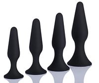 Silicone B'ut.t Pùgs Beads a?us Plúg 4PCS Trainer Kit for Women Men (Black)