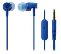 Audio-Technica ATH-CLR100iSBL SonicFuel In-Ear Headphones with In-Line Microphone & Control, Blue