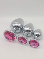 3pcs Jeweled Beginners Plug Anales Training Sets Restraint- Rose Red gem