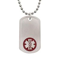 AMERICAN MEDICAL ID – Personalized Medical ID Alert Dog Tag with Red Medical Symbol. 27" Necklace Chain. Custom Engraved with Medical Conditions, Allergies, Emergency Contacts for Prompt Medical Care