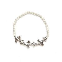 3 Anchor White Magnetic Therapy Stretch Bracelet (Size Medium - 7.5")