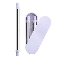 Yassk Reusable Straws 9 inch Telescopic Drinking Stainless Steel Metal Straws with Sliding Case & Cleaning Brush (Blue)